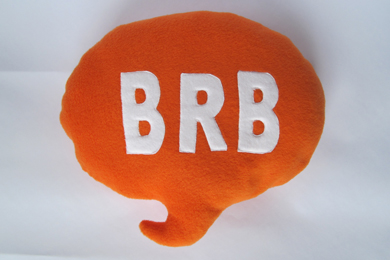 BRB Speech Bubble Cushion - Orange 